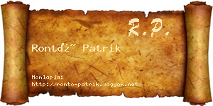 Rontó Patrik névjegykártya